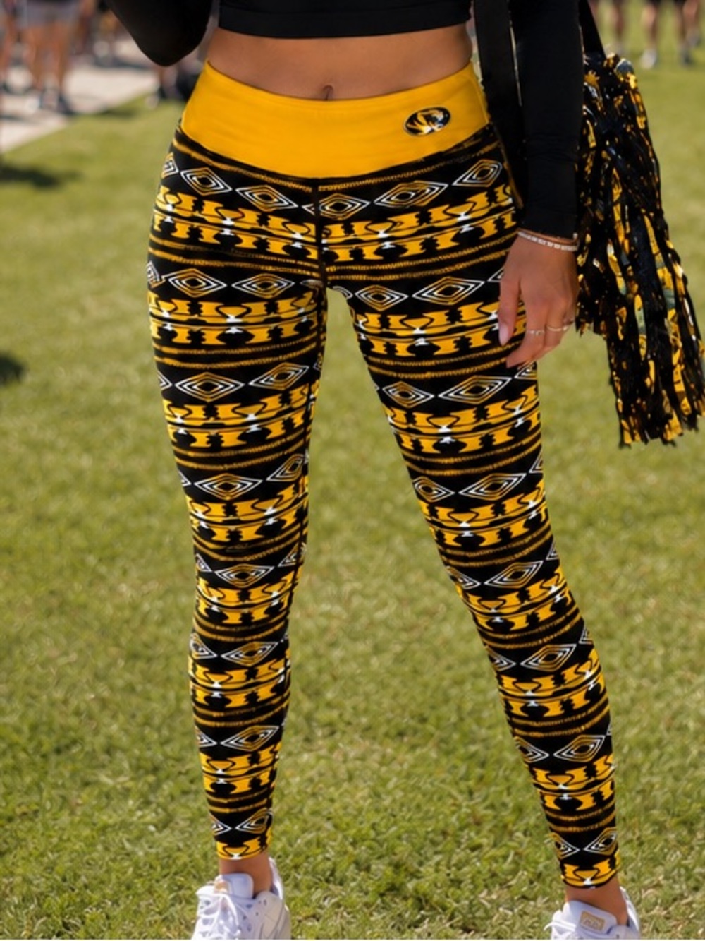 Mizzou Missouri Tigers Black Gold Fair Isle Leggings Women’s Large